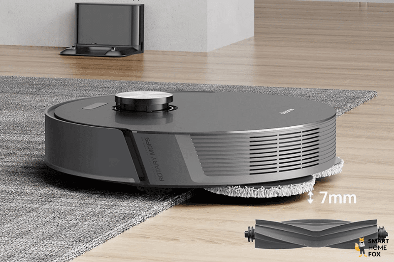 При движении по ковру салфетка Dreame L10s Pro поднимается на 7 мм.